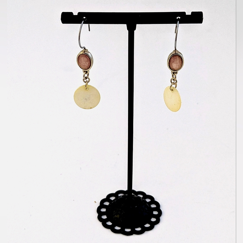 Citrine and Shell Sterling Silver Dangle Earrings